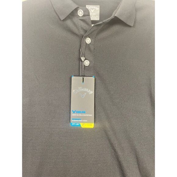 NWT Callaway Opti Dri Long Sleeve Polo Black "Sponsered" Carefree Size Medium - Picture 4 of 9